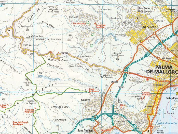 detail Malorka Jih (Mallorca South) 1:40.000 turist. mapa RKH