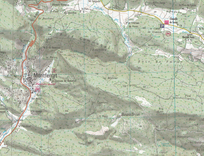 detail IGN 3543OT Draguignan 1:25t mapa IGN