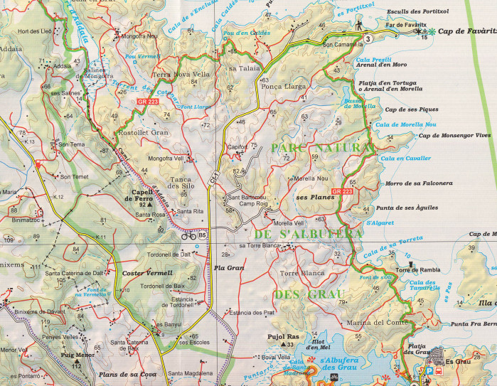 detail Menorca (Menorka) 1:50.000 mapa a průvodce ALPINA