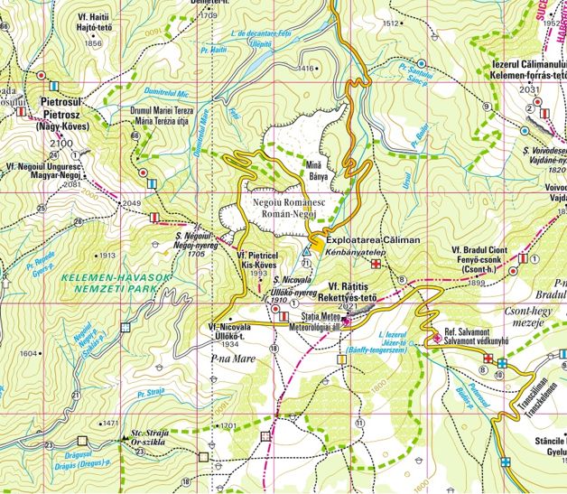 detail Muntii Caliman 1:60t turistická mapa DIMAP