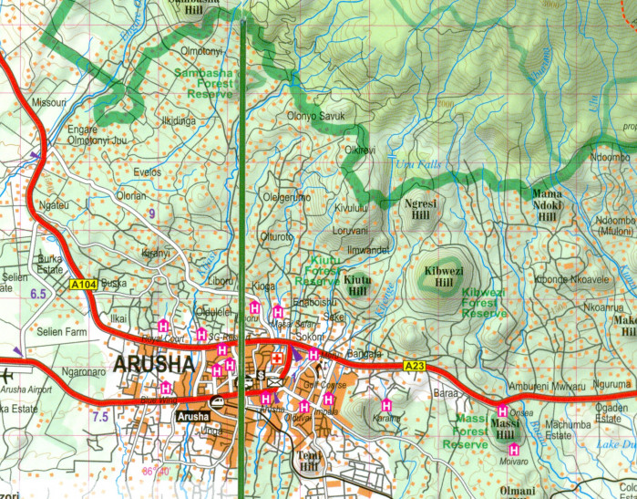 detail Afrika - nejvyšší vrcholy 1:150t - 1:1m trekkingová mapa TQ