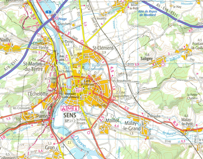 detail IGN 128 Auxerre, Montargis 1:100t mapa IGN