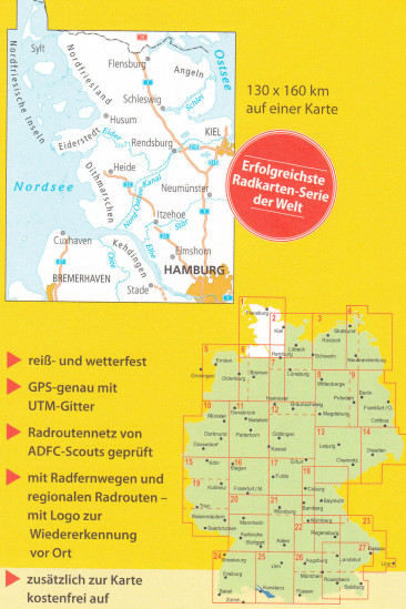 detail RTK 1 Nordfriesland / Schleswig 1:150.000 cyklomapa ADFC