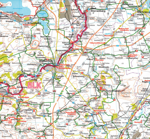 detail RTK 13 Saale / Westliches Erzgebirge 1:150.000 cyklomapa ADFC