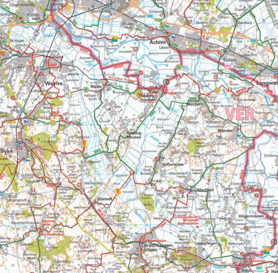 detail RTK 6 Zwischen Elbe und Weser 1:150.000 cyklomapa ADFC