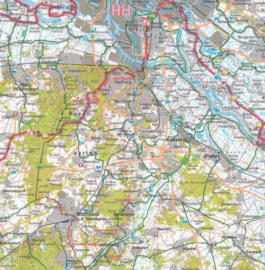detail RTK 6 Zwischen Elbe und Weser 1:150.000 cyklomapa ADFC
