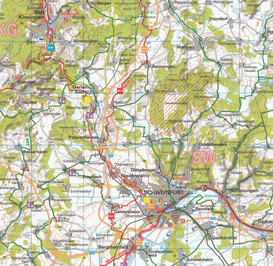detail RTK 17 Thüringer Wald / Rhön 1:150.000 cyklomapa ADFC