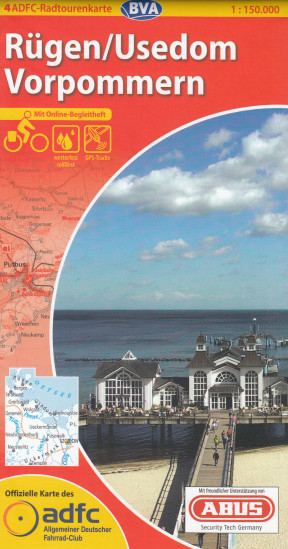 detail RTK 4 Rügen / Usedom, Vorpommern 1:150.000 cyklomapa ADFC