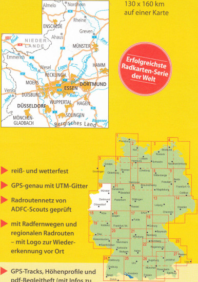 detail RTK 10 Münsterland / Niederrhein 1:150.000 cyklomapa ADFC