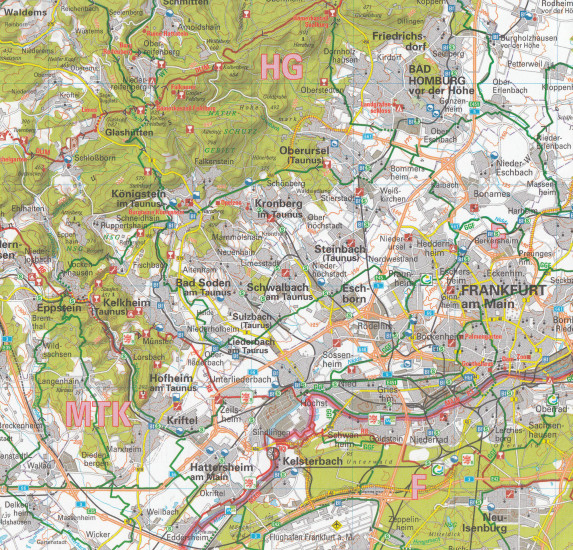 detail RTK 16 Rhein / Main, Nordhessen 1:150.000 cyklomapa ADFC