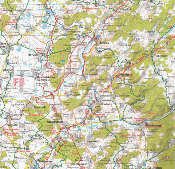 detail RTK 16 Rhein / Main, Nordhessen 1:150.000 cyklomapa ADFC