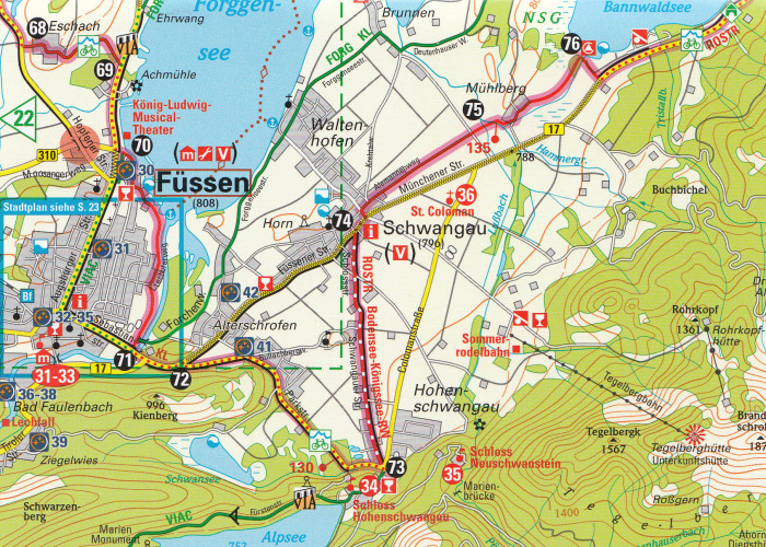 detail Bodensee - Königssee Radweg 1:50.000 průvodce na spirále ADFC