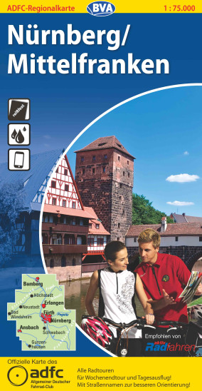 detail Nürnberg / Mittelfranken 1:75.000 cyklomapa ADFC