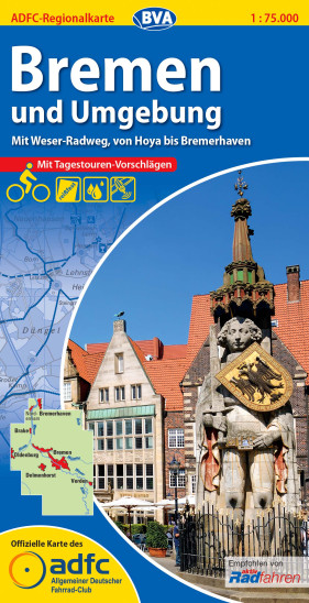 detail Bremen a okolí 1:75.000 cyklomapa ADFC
