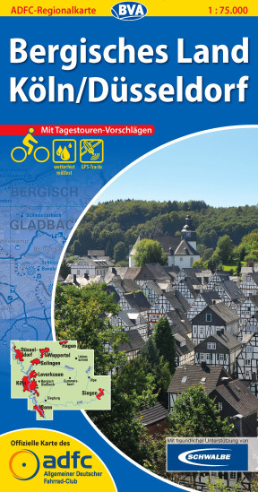 detail Bergisches Land / Köln / Düsseldorf 1:75.000 cyklomapa ADFC