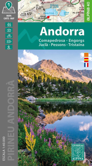 detail Andorra (Pyreneje) 1:40.000 mapa ALPINA