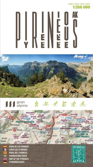 detail Pyreneje a Andorra | turistická mapa 1:350 000 ALPINA