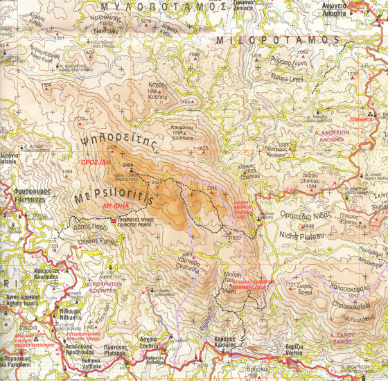 detail Iraklio, Rethimno - Kréta střed 1:100t turistická mapa ANAVASI