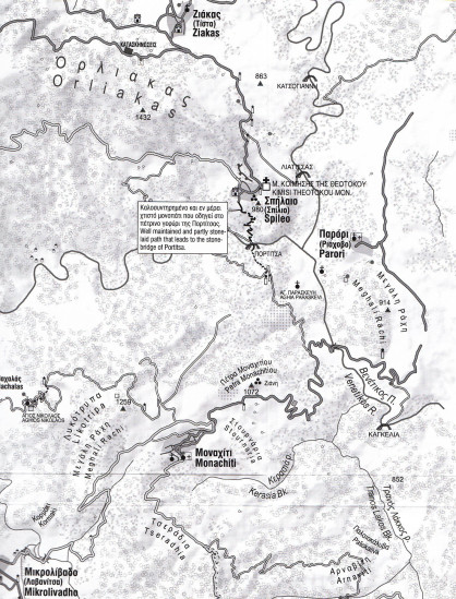 detail Pindus Valia Kalda (Řecko) 1:50t, turistická mapa ANAVASI