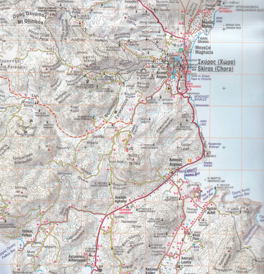 detail Skiros (Řecko) 1:40t, turistická mapa ANAVASI