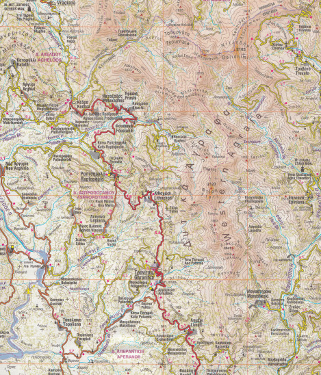 detail Evritania (Řecko) 1:100t, cestovní mapa ANAVASI