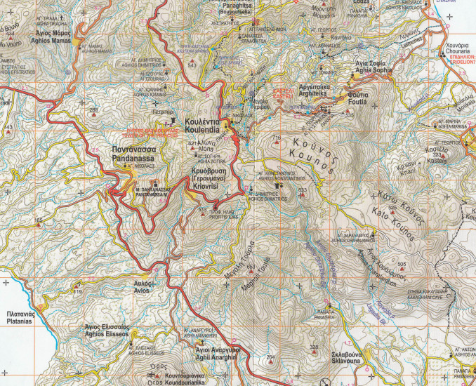 detail Monevasia, Maleas - Elafonisos (Řecko) 1.50t, turistická mapa ANAVASI