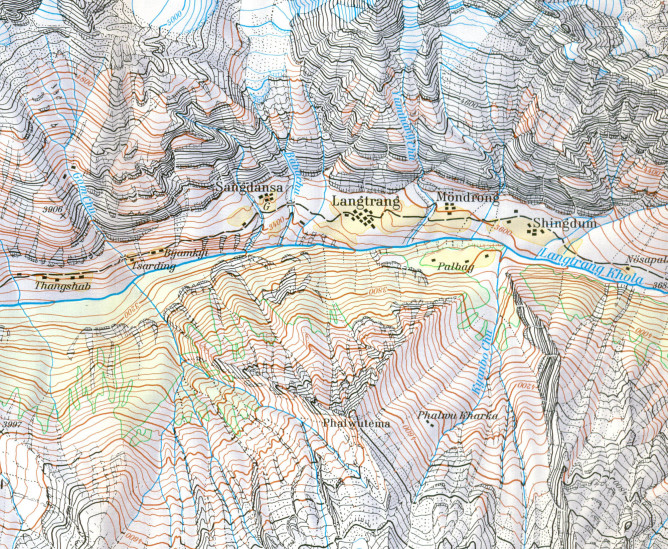 detail Nepálský Himaláj, Langtang (Langthang Himal West) 1:50t turistická mapa AV