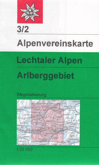 detail Lechtaler Alpen, Arlberggebiet 1:25 000, turistická mapa, Alpenverein #3/2