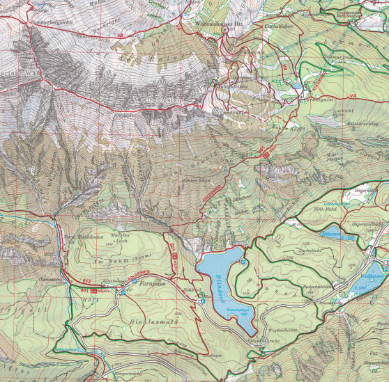 detail Wetterstein- und Mieminger Gebirge Západ 1:25 000, turistická mapa, Alpenverein