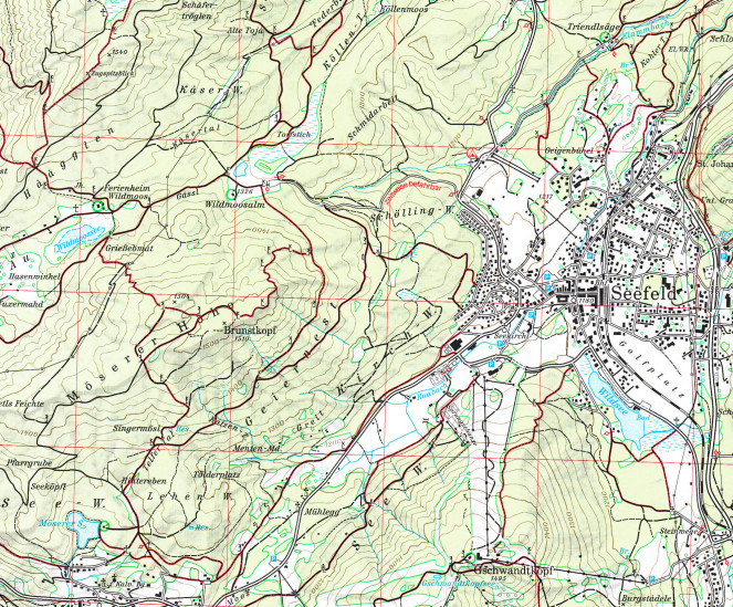 detail Wetterstein- und Mieminger Gebirge Východ 1:25 000, turistická mapa, Alpenverein