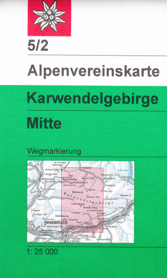 detail Karwendelgebirge Střed 1:25 000, turistická mapa, Alpenverein #5/2