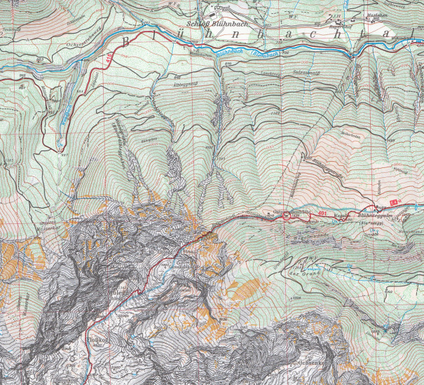 detail Hochkönig, Hagengebirge 1:25 000, turistická mapa letní a zimní, Alpenverein #10