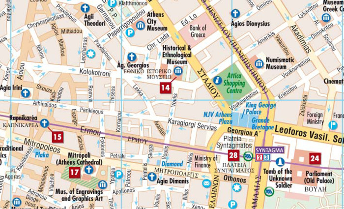 detail Athény (Athens) 1:7,5t + okolí mapa Borch