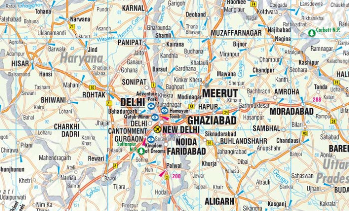 detail Indie sever (India North) 1:3m mapa Borch