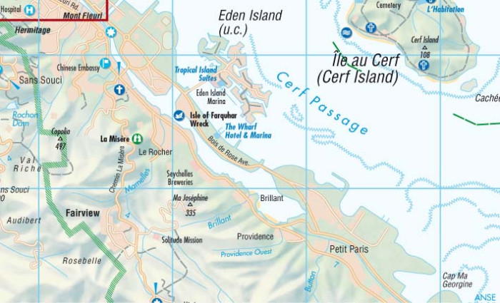 detail Seychely (Seychelles) 1:50t mapa Borch