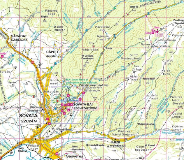 detail Muntii Gurghiului - Gurghiu Mountains 1:60t turistická mapa DIMAP