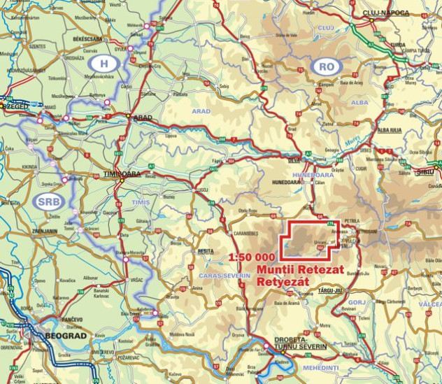 detail Muntii Retezat 1:50t turistická mapa DIMAP
