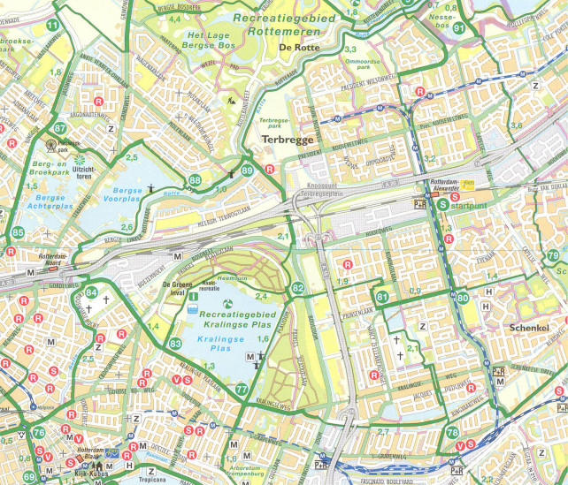 detail Rotterdam a okolí cyklomapa CITOPLAN
