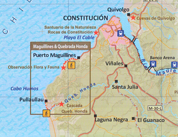 detail Chile - Costa del Maule 1:15t/180t turistická mapa COMPASS