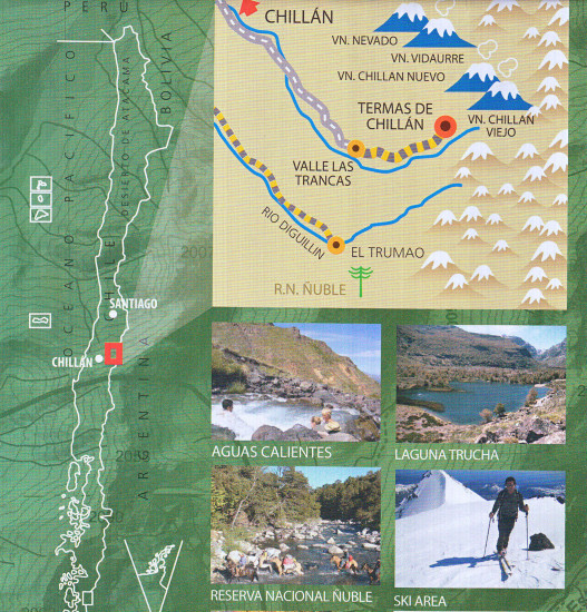 detail Chile - Nevados de Chillán 1:50t turistická mapa COMPASS
