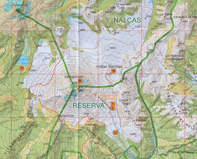 detail Chile - Lonquimay 1:100t turistická mapa COMPASS