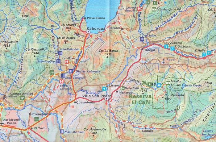 detail Chile - Pucón 1:100t turistická mapa COMPASS