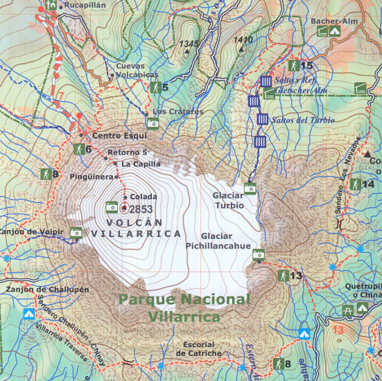 detail Chile - Pucón 1:100t turistická mapa COMPASS