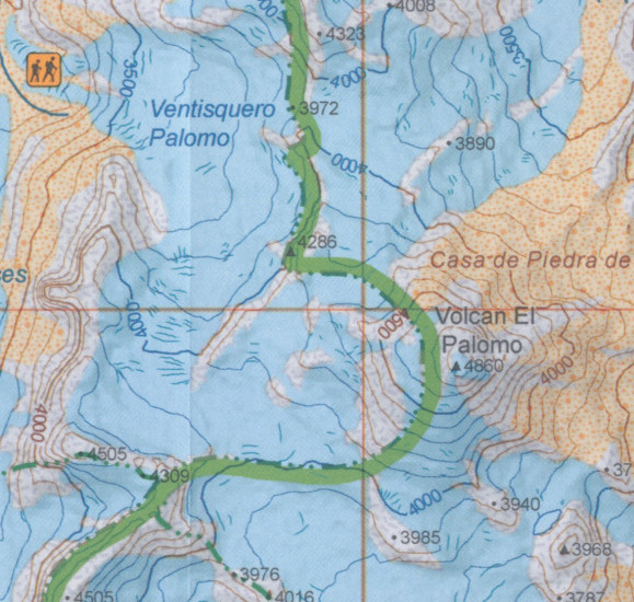detail Chile - Río Los Cipreses 1:25.000 / 1:100.000 turistická mapa COMPASS