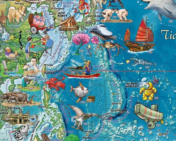 detail Dětský svět nástěnná mapa 140x100 EXCART