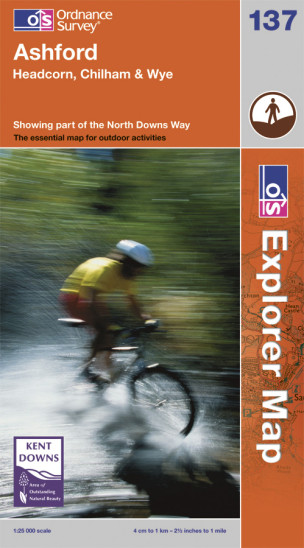 detail Ashford 1:25.000 turistická mapa OS #137