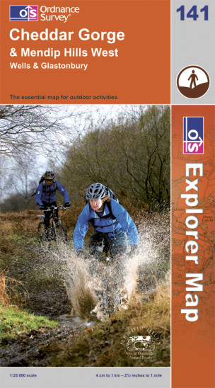 detail Cheddar Gorge / Mendip Hills West 1:25.000 turistická mapa OS #141