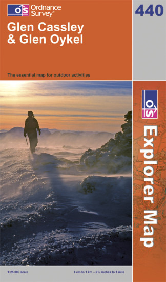 detail Glen Cassley / Glen Oykel 1:25.000 turistická mapa OS #440