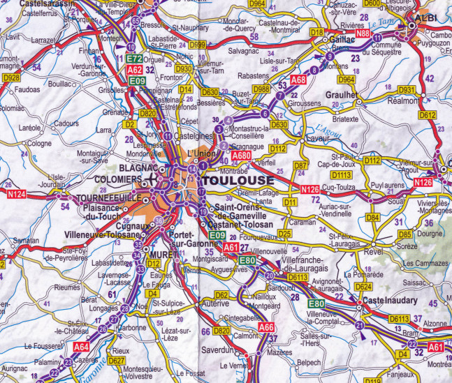 detail Toulouse plán města 1:15t ExpressMap