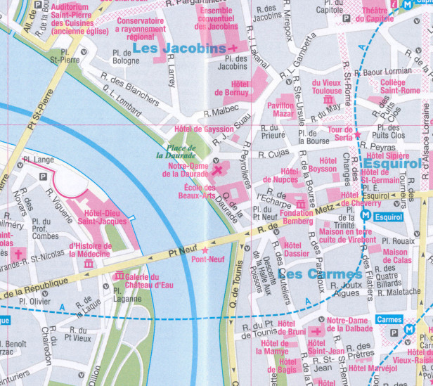 detail Toulouse plán města 1:15t ExpressMap